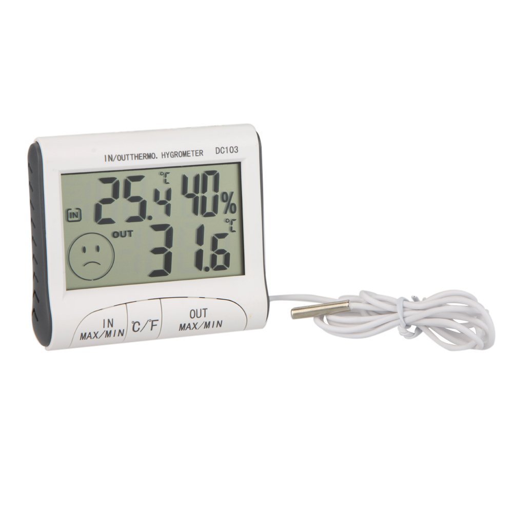  LCD digitale Termometro Igrometro ׽ di umidita e µ w/  sensore esterno bianco